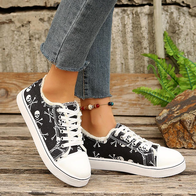 Women's Sneakers Flats Slip-Ons Plus Size Canvas Shoes Daily Floral ...