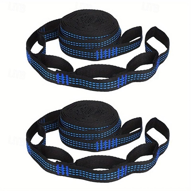  2pcs High Load-Bearing Hammock Straps with 5 Loops Reinforced Polyester Straps in Black for Outdoor Hammock Use