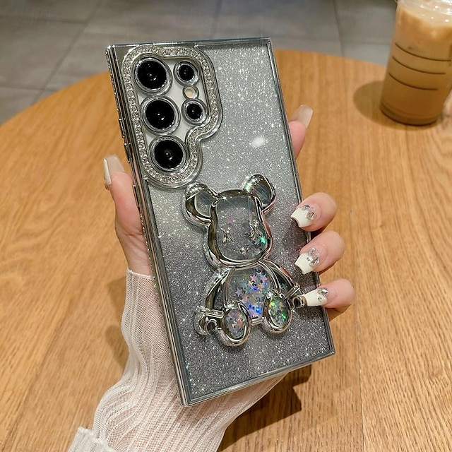  telefon Kılıf Na Samsung Galaxy S25 S24 S23 Ultra Plus S22 Plus Ultra Osłona tylna Błyszczący brokat błyszczący Odporny na wstrząsy Niedźwiedź TPU