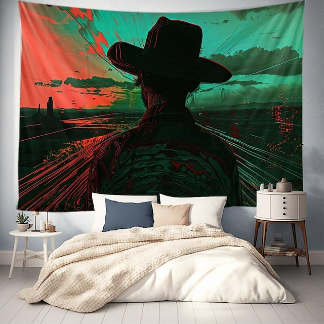  western vacă om agățat tapiserie artă de perete tapiserie mare decor mural fotografie fundal pătură perdea acasă dormitor living decor
