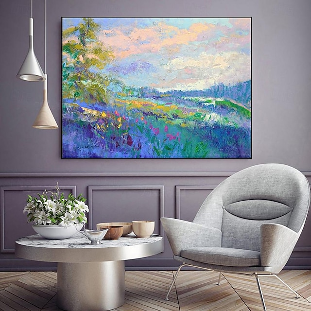  Handmade Oil Painting Canvas Wall Art Decoration Impression Outskirts Forest Landscape for Home Decor Rolled Frameless Unstretched Painting