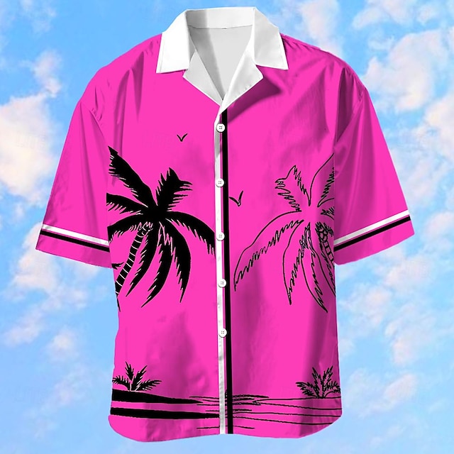  جوزة الهند موضة ستايل هاواي مصمم رجالي قميص هاواي قميص المخيم قميص جرافيك الأماكن المفتوحة شارع فضفاض الصيف الربيع الياقة الكوبية كم قصير أبيض أصفر برتقالي S M L قميص