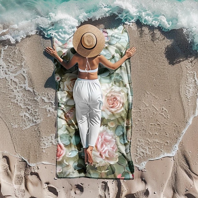  badehåndklæde sommer strandtæpper 100% mikrofiber åndbar behagelige tæpper