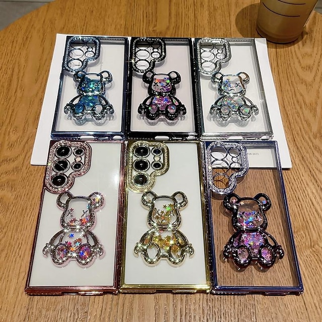  Phone Case For Samsung Galaxy S24 S24 Ultra Plus S23 Ultra Plus S23 S22 S22 Plus  Ultra Back Cover Transparent Bling Glitter Shiny Shockproof Bear TPU