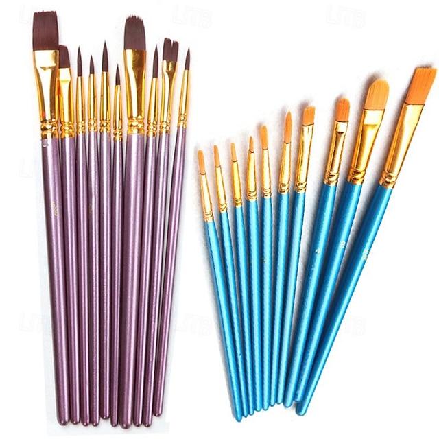  Brush Set with 20 Round Head Brushes Nylon Brush Acrylic Paint Brush Art Student's Line Drawing Pen for Painting