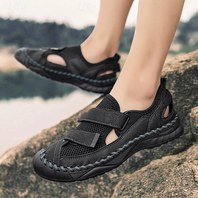 Men's Sandals Fashion Sandals Walking Casual Daily Cowhide Breathable ...