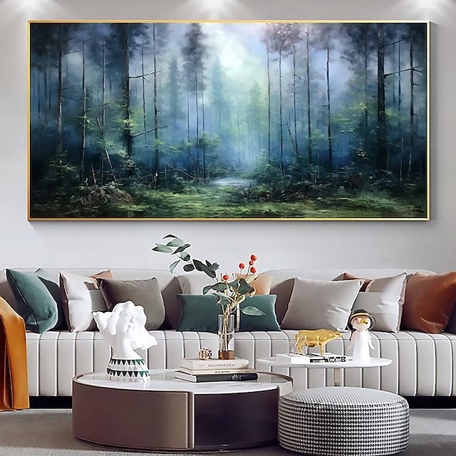  mintura ručně vyráběné abstraktní zelený les olejomalby na plátně velká nástěnná umělecká dekorace moderní strom krajina obraz pro domácí dekoraci válcovaný bezrámový nenatažený obraz