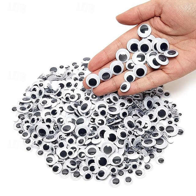  700pcs Googly Eyes Self Adhesive for Craft Sticker Wiggle Eyes Multi Sizes 4mm 5mm 6mm 7mm 8mm 10mm 12mm for DIY Scrapbooking Crafts Toy Accessories