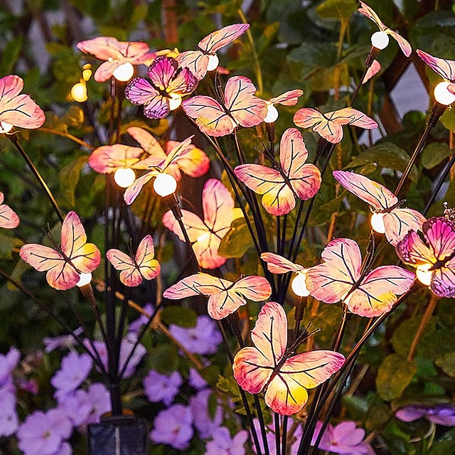  kültéri napelemes led szentjánosbogár gyep kerti lámpa kültéri 9led pillangós tájfény vízálló kerti sétány udvari dekoráció 1/2db