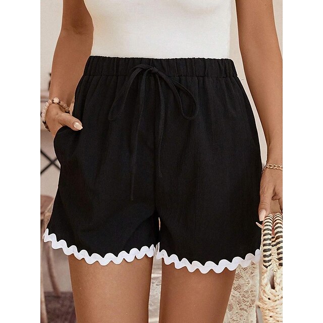  Women's Shorts Polyester Plain Black Active High Waist Short