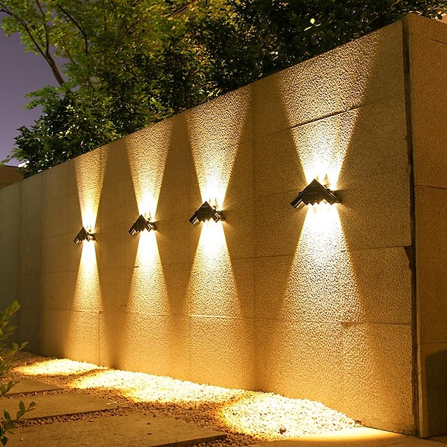  ضوء الجدار LED بالطاقة الشمسية في الهواء الطلق، ضوء غسيل الجدار المقاوم للماء، ضوء الليل الشمسي، 7 مصابيح LED للحديقة، سياج الشرفة، إضاءة الجدار، ديكور المناظر الطبيعية، قطعة واحدة