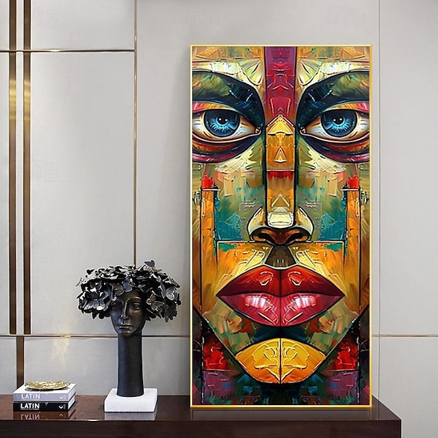  ručně malovaný barevný texturovaný obličej olejomalba na plátně velká abstraktní dívka malba módní nástěnné umění obývací pokoj domácí dekorace dárek bez rámu