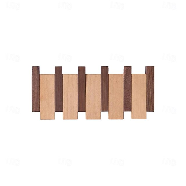  Wandmontierter Massivholz-Kleiderbügel, kreativer Klaviertasten-Kleiderhaken, Wand-Stanzfreier Eingangstür-Eingangs-Kleiderhaken