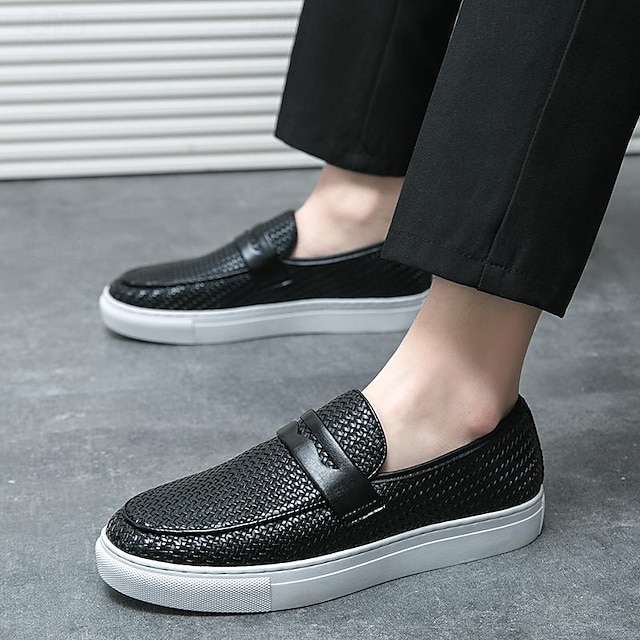  Men's Sneakers Loafers & Slip-Ons Skate Shoes Penny Loafers Walking Business Casual British Office & Career PU Black Brown Spring Fall
