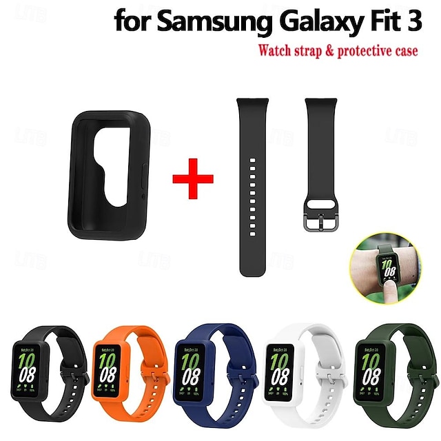  Custodia con cinturino in silicone per Samsung Galaxy Galaxy Fit 3 cinturino di ricambio in silicone cinturino sportivo antiurto