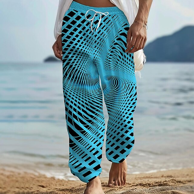 Men's Hawaiian Pants Trousers 3D Print Straight Leg Trousers Mid Waist Drawstring Elastic Waist Outdoor Street Holiday Summer Spring Fall Relaxed Fit Inelastic4
