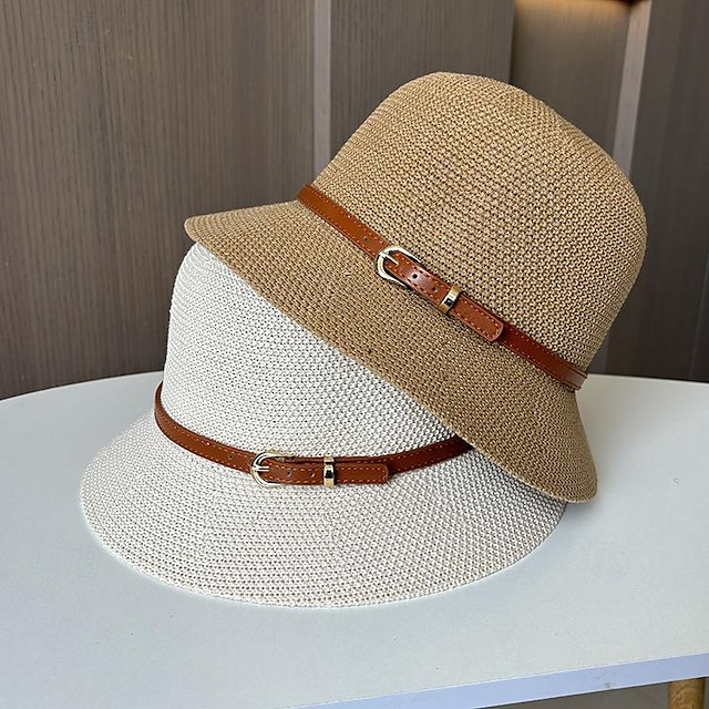  Sombreros Hebra Sombrero de copa Sombrero para el sol Casual Festivos Elegante Retro Con Color Puro Corte Celada Sombreros