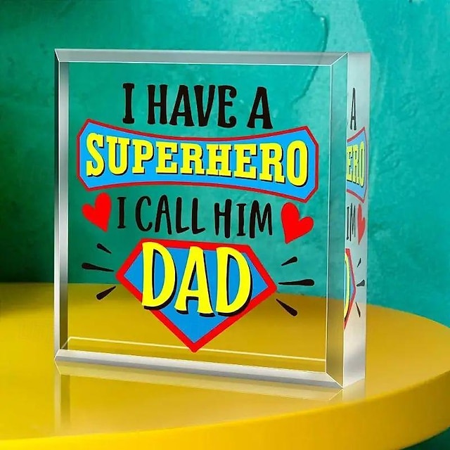  Dad Superhero Plaque - Perfect Father's Day Gift from Son or Daughter - Show Your Love and Appreciation - Ideal for Home Office or Living Room Decor