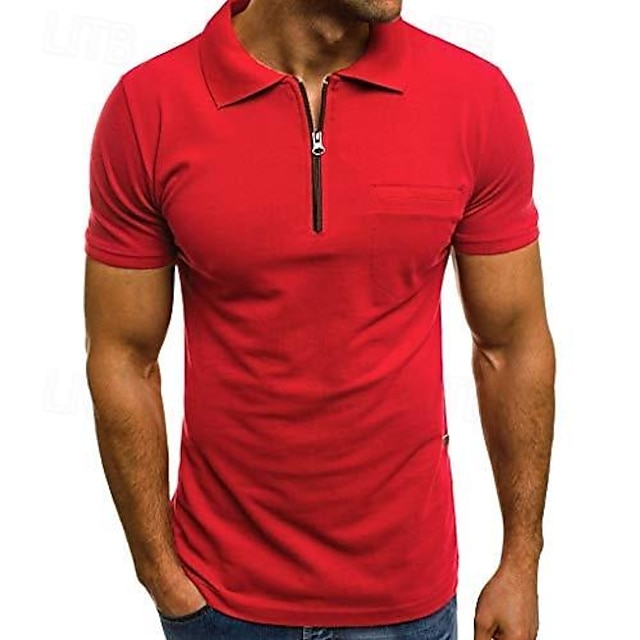  Men's Tennis Shirt Polo Shirt Sports Outdoor Daily Collar Quarter Zip Short Sleeve Fashion Casual Solid Color Quarter Zip Regular Fit Navy Black White Red Light Grey Tennis Shirt