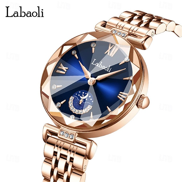 Reloj de cuarzo para mujer labaoli, reloj de acero inoxidable con decoración minimalista e informal a la moda minimalista y creativo