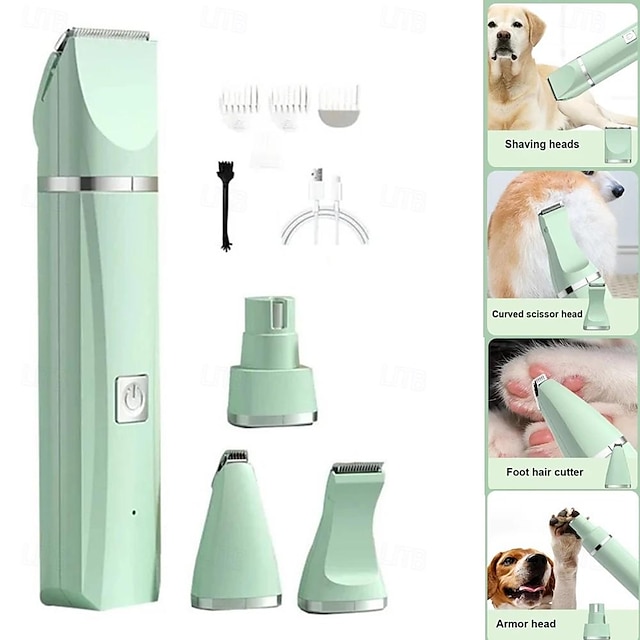  4-in-1 multifunctionele elektrische hond kattentondeuse voor het verzorgen van draadloze hondenscheerapparaten tondeuse trimmers nagelslijper geluidsarm huisdierverzorgingsgereedschap