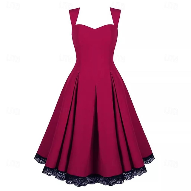  Retro Vintage 1950s Punk & Gothic Rockabilly Flapper Dress Swing Dress Women's Lace A-Line Masquerade Tea Party Casual Daily Dress