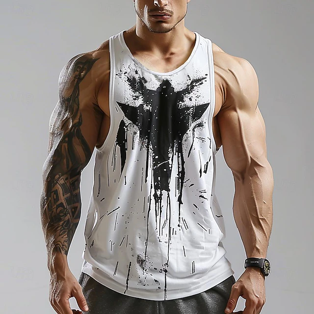 Men's Abstract Tank Top Vest Top Undershirt Sleeveless T shirt 3D Print Crew Neck Shirt Fashion Designer Going out Gym White Pink Blue Summer Spring Clothing Apparel S M L XL XXL XXXL 6