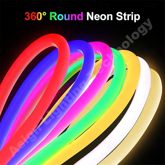  Neon Light Sign LED Strip Flexiable 360 Round Tube Lamp 30M IP67 Waterproof Flexible Rope String Home Decoration