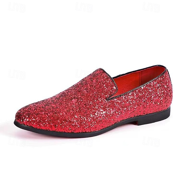  Per uomo Mocassini e Slip-Ons Strass Scarpe da sera Footing Lavoro Gentiluomo britannico Matrimonio Ufficio e carriera Serata e festa Pelle sintetica Comodo Antiscivolo Mocassino Argento Nero Rosso