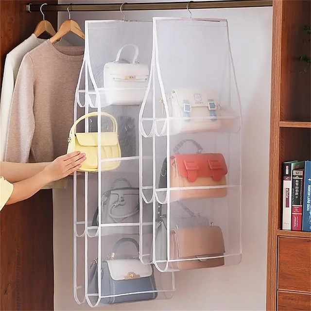  Double-sided Fabric Hanging Storage Bag for Bags - Wall-mounted Closet Organizer, Dorm Room Essential