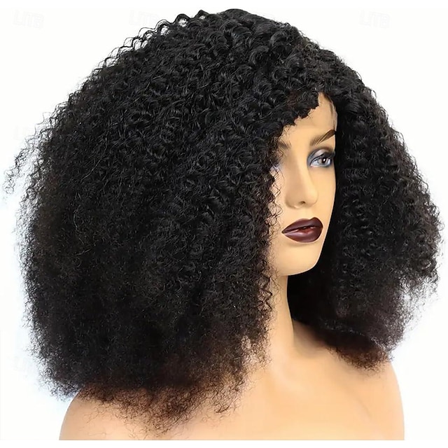  Peruca de cabelo humano para mulheres, densidade 180%, afro crespo, perucas encaracoladas, 100% perucas de cabelo humano, sem renda frontal, perucas de cabelo afro para mulheres negras