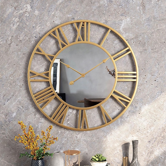  סקנדינבי מודרני רוח יצירתי ספרות רומיות מראה אופנה שעון קיר חדר שינה חדר עבודה שעון דקורטיבי תלוי שעון קיר 40 ס
