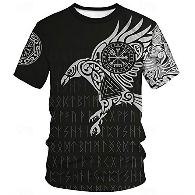  Tatuaje vikingo T-Shirt Estampado 3D Gráfico Para Hombre Adulto Carnaval Mascarada Impresión 3D Fiesta Festival