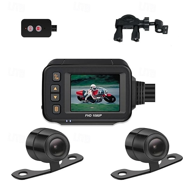  2-Inch Waterproof Motorcycle High-Definition Camera DVR Motorcycle Driving Recorder Front and Rear CamerasBlack Night Vision Box