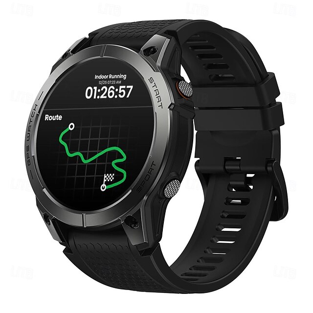  696 Stratos3pro スマートウォッチ 1.43 インチ スマート·ウォッチ ブルートゥース 歩数計 着信通知 睡眠サイクル計測器 と互換性があります Android iOS 男性 GPS ハンドフリーコール メッセージ受信通知 IP 67 46mmの時計ケース