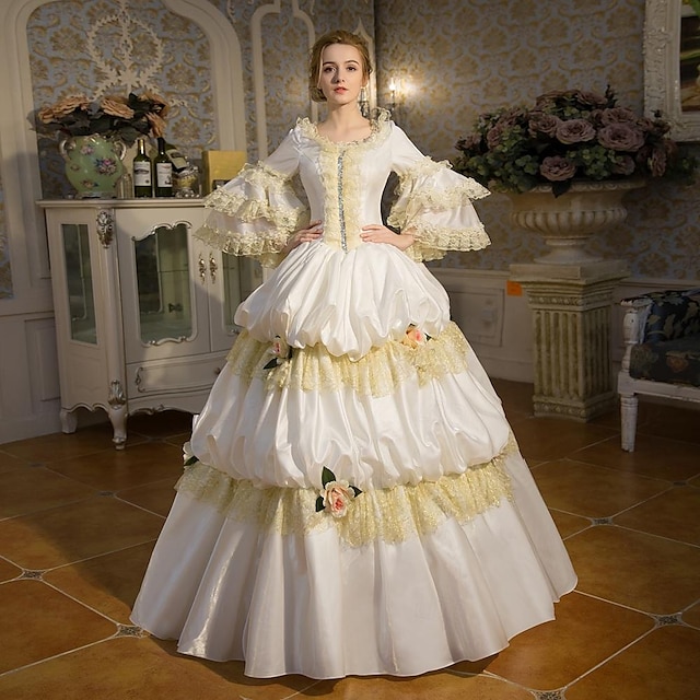  Gothique Rococo Victoriens Inspiré du vintage Epoque Médiévale Robe Costume de fête Robe de bal Princesse Shakespeare Femme Robe de Soirée Halloween Soirée Mascarade Robe