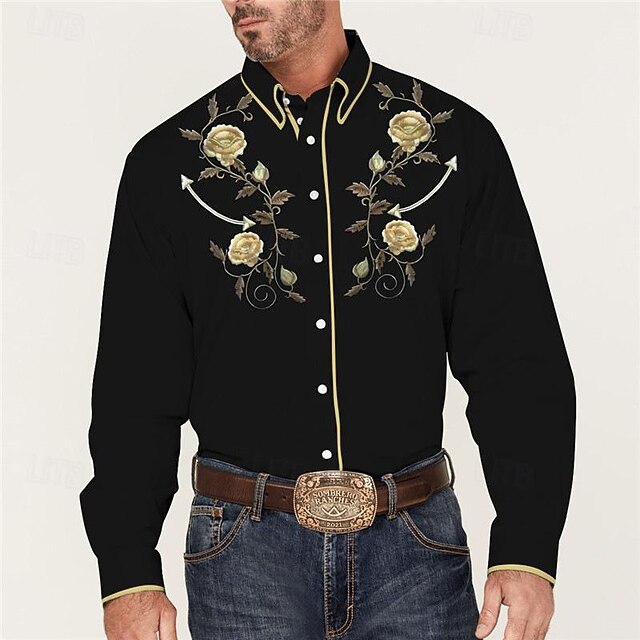 Classical Retro Vintage 18th Century Blouse / Shirt West Cowboy Fancy Dress Men's Masquerade Dailywear Bachelorette Party Adults' Shirt All Seasons3