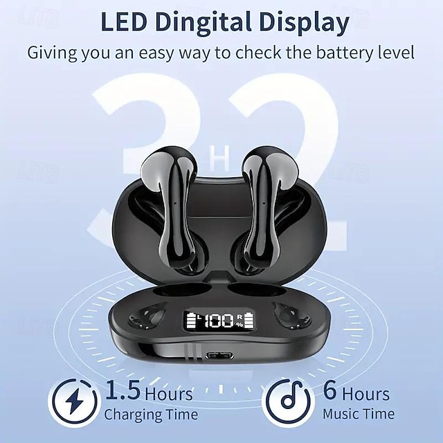  New wireless headphones with digital display sports running headphones earbuds LED display mini charging box headphones