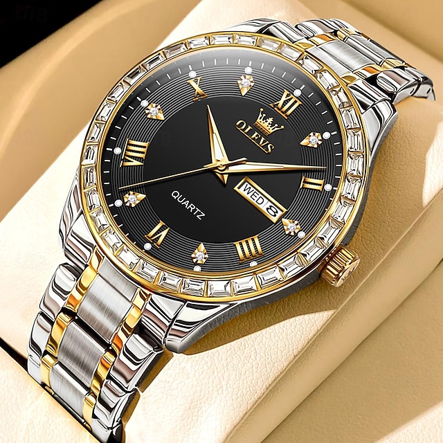  OLEVS Men Quartz Watch Minimalist Fashion Business Wristwatch Luminous Date Week Waterproof Decoration Steel Watch
