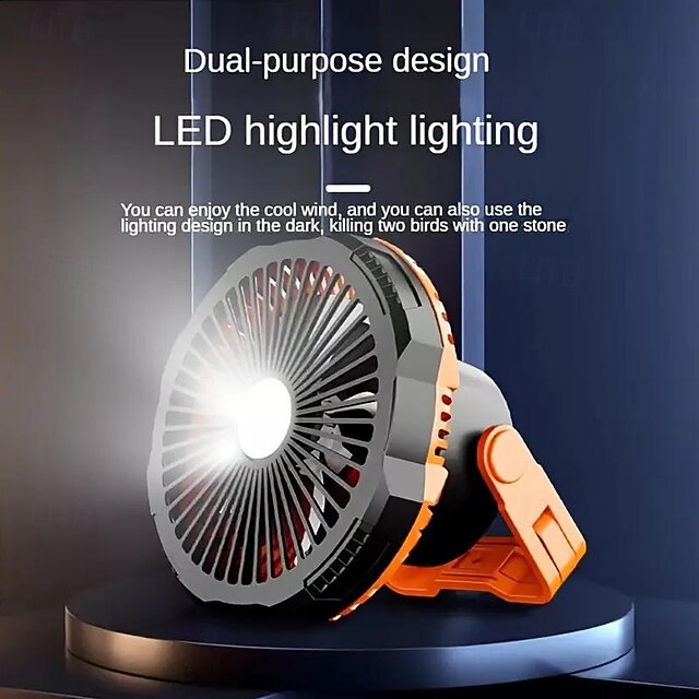  ventilatore solare portatile con luce ventilatore da campeggio a doppio scopo tenda esternaventilatore da soffitto USB ricaricabile a basso rumore design a 5 pale per la pesca &campeggio