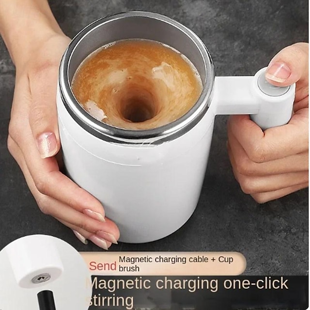  Taza agitadora recargable, taza de café agitadora automática magnética, taza eléctrica de acero inoxidable, taza de agua perezosa
