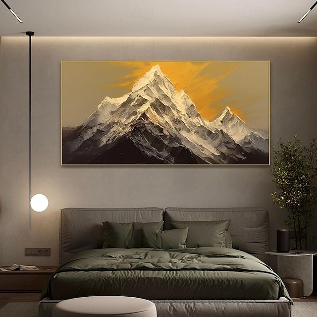  Hand painted 3D White Snow Mountain Painting on Canvas handmade Plaster Style Textured Wall Art painting hand painted  Wabi-Sabi oil painting for Living Room Boho Modern Trendy Home Decoration