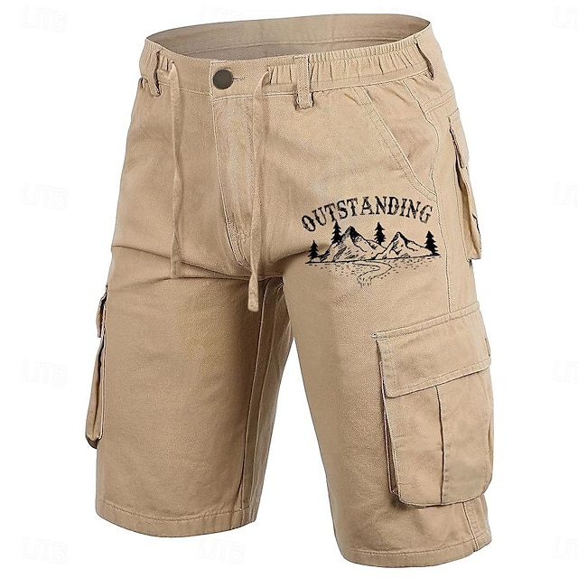  herre cargo shorts grafisk design snor elastisk midje shorts komfort knelengde sports utendørs klær