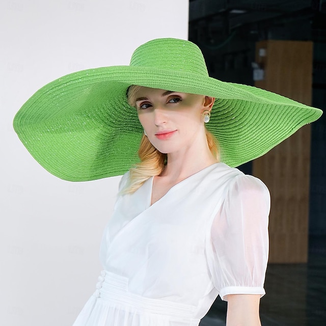  kapelusze melonik / kapelusz kloszowy kapelusz typu Bucket kapelusz słomkowy plaża Melbourne Cup elegancki & luksusowe boho z nakryciem głowy w czystym kolorze
