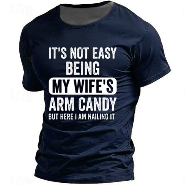 Men's Word T Shirt Short Sleeve T shirt 3D Print Crew Neck Shirt Daily Daily Holiday Dark Blue Summer Spring Clothing Apparel S M L XL XXL XXXL4