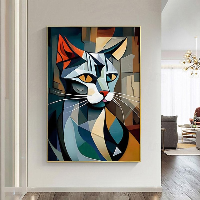  لوحة قطة مرسومة يدويًا من قماش بابلو بيكاسو لوحات فنية جدارية تجريدية حديثة لديكور المنزل لغرفة المعيشة بدون إطار