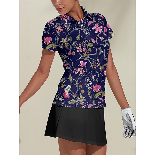  Dam Vandringspolotröja Marinblå Kortärmad Överdelar Golfkläder för damer Kläder Outfits Bär kläder