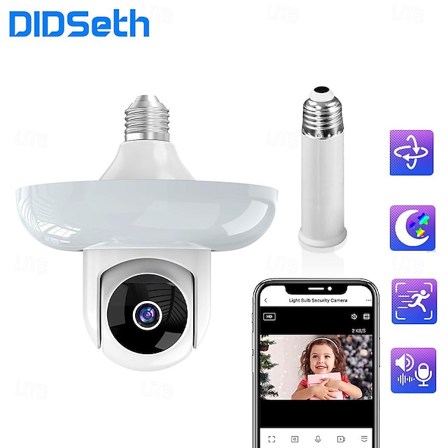  didseth e27 5mp אור מצלמת wifi CCTV אבטחה מצלמת ip AI מסנן דמוי אדם לדחוף צבע מעקב ראיית לילה
