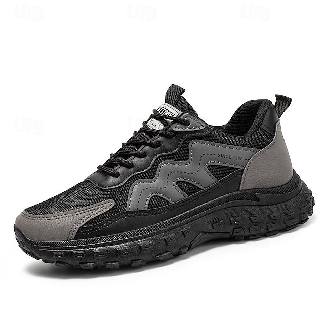  Hombre Zapatillas de deporte Zapatos de Paseo Deportivo Diario Tejido Transpirable Cordones Negro Gris Primavera Otoño