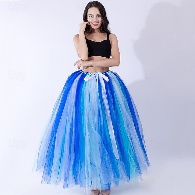  Elegant Rococo Petticoat Hoop Skirt Tutu Under Skirt Crinoline Tulle Skirt Long Length Women's Halloween Party & Evening Skirt